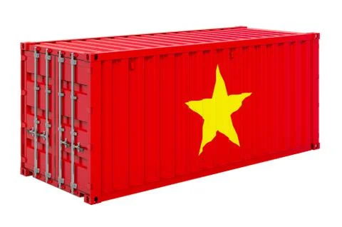 Cargo container with Vietnamese flag, 3d rendering Stock Illustration