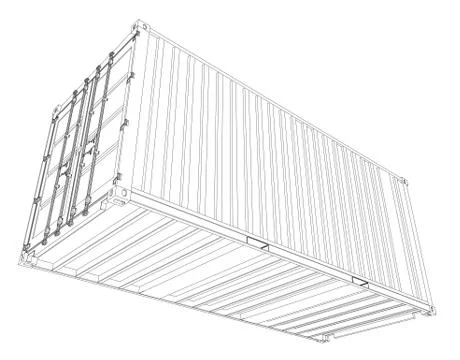 Cargo container. Wire-frame style Stock Illustration
