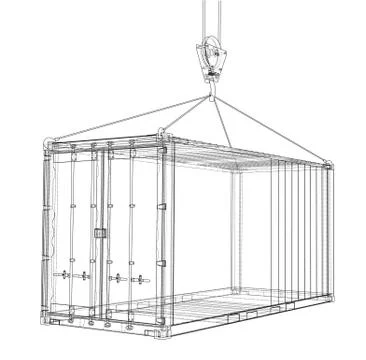 Cargo container. Wire-frame style Stock Illustration