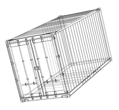 Cargo container. Wire-frame style Illustrazione stock