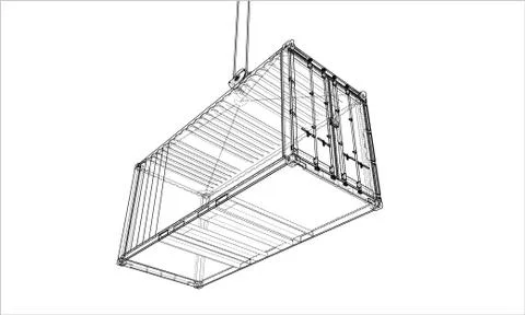 Cargo container. Wire-frame style 库存插图