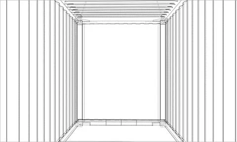 Cargo container. Wire-frame style Stock Illustration