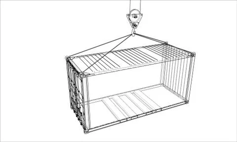 Cargo container. Wire-frame style Stock Illustration