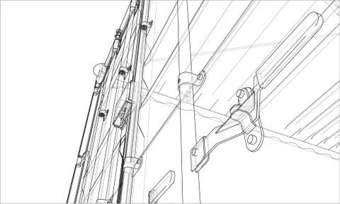 Cargo container. Wire-frame style Stock Illustration