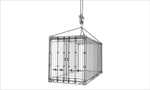 Cargo container. Wire-frame style Stock Illustration