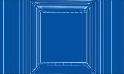 Cargo container. Wire-frame style Stock Illustration