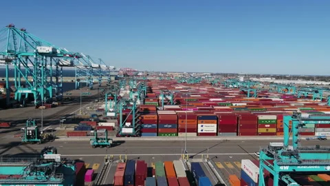 Cargo containers and automated cranes Video stock 171589709