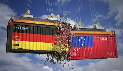 Cargo containers with flags of Germany and Samoa Stock Illustration