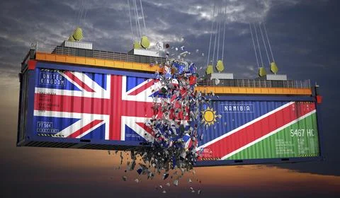 Cargo containers with flags of UK and Namibia Stock Illustration