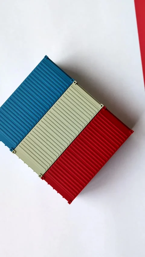 Cargo containers on the French flag as a conceptual backdrop for goods export an Stock Footage 346552048