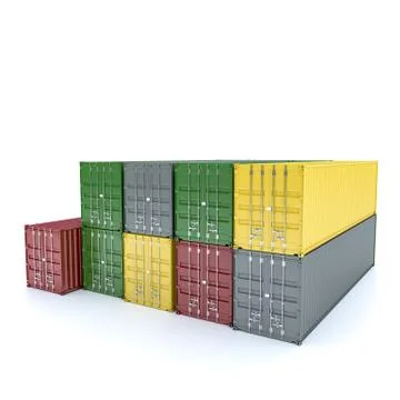 Cargo containers isolated on white Stock Illustration