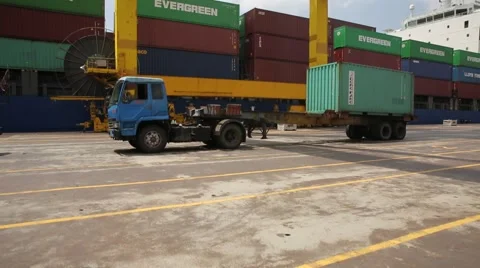 Cargo Containers Loading By Crane Stock Footage 65310584