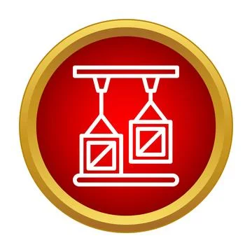 Cargo containers moving on conveyor belt system icon Stock Illustration