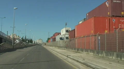 Cargo containers in the port Stock Footage 144269