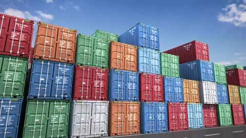 Cargo Containers in the Port Stock Footage 241631150