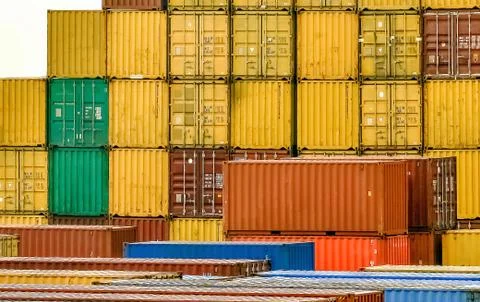 Cargo Containers In Port Stock Photos
