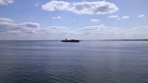 Cargo containers ship arriving to New York Stock Footage 240684910
