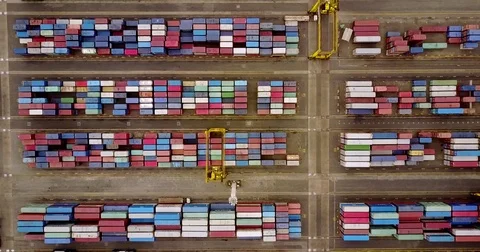 Cargo containers in Tanjung Priok port Stock Footage