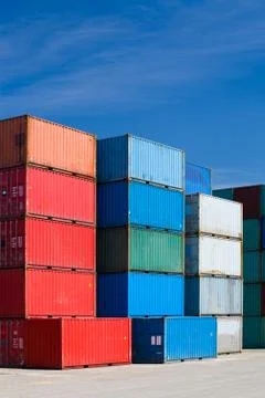 Cargo containers at terminal Stock Photos