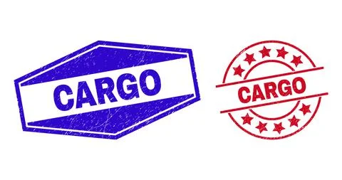CARGO Corroded Watermarks in Circle and Hexagonal Forms Stock Illustration