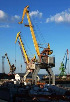 Cargo cranes closeup Stock Photos