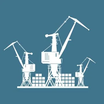 Cargo Cranes Isolated on Blue 스톡 일러스트