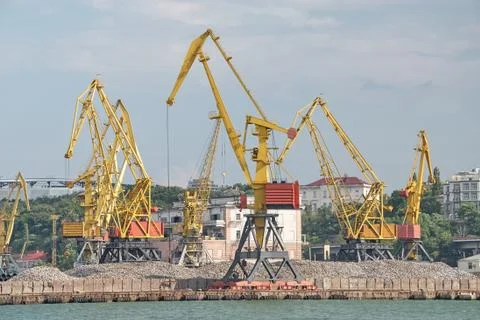 Cargo cranes on rails 写真素材