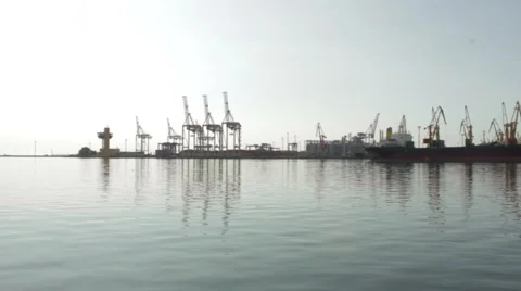 Cargo cranes in the seaport . Stock-Footage 52370438