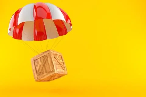 Cargo crate with parachute 库存插图