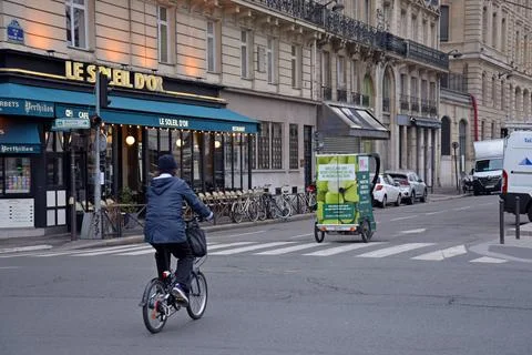 Cargo delivery bikes in Paris Stock Photos