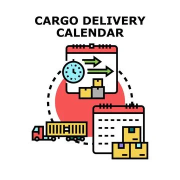 Cargo delivery calendar planning process icon concept Stock Illustration