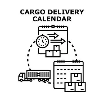 Cargo delivery calendar planning process icon concept Stock Illustration