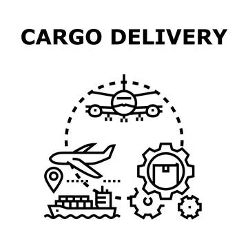 Cargo delivery logistics global transportation process Stock Illustration