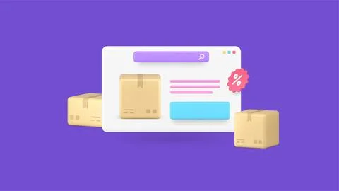 Cargo delivery postal parcel shipping internet browser web page sale discount イラスト素材