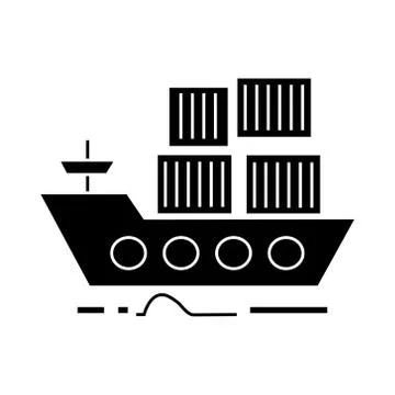 Cargo delivery by sea ship  icon, vector illustration, sign on isolate Stock Illustration