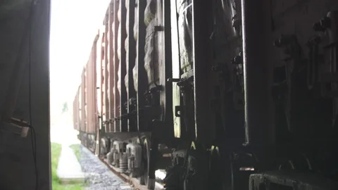 Cargo delivery by train to the big hangar, business Stock Footage 115052852