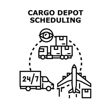 Cargo depot scheduling improving global logistics management Stock Illustration