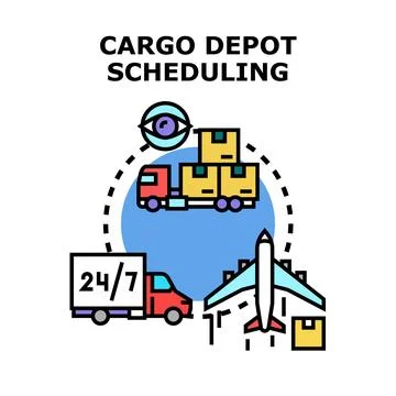 Cargo depot scheduling improving global logistics management Stock Illustration