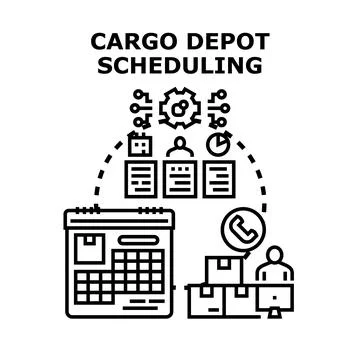 Cargo depot scheduling planning logistics management concept Stock Illustration