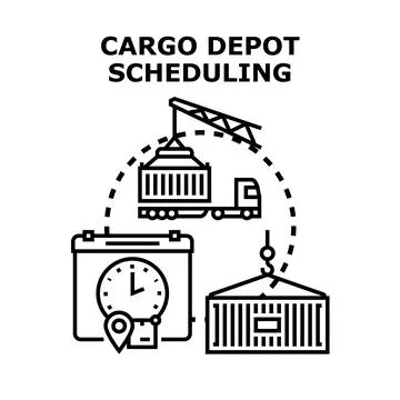Cargo depot scheduling planning logistics delivery concept Stock Illustration