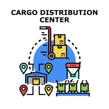 Cargo distribution center logistics supply chain concept Stock Illustration