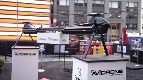 Cargo drone display at Times Square event Stock Footage 339303222