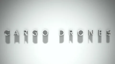 Cargo drones 3D title animation white text on a white background Stock Footage 298897749