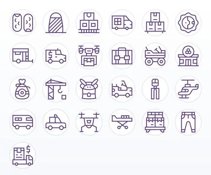 Cargo Essential Vector Set including 25 Pixel Optimized Regular Line Retina.. イラスト素材
