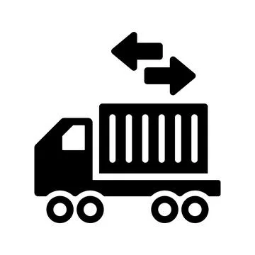 Cargo, export, importer icon. Black vector graphics. Illustrazione stock
