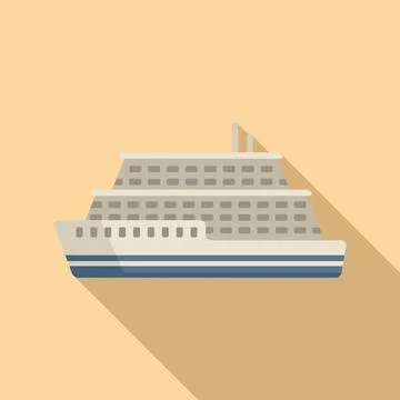 Cargo ferry icon flat vector. River ship Stock Illustration
