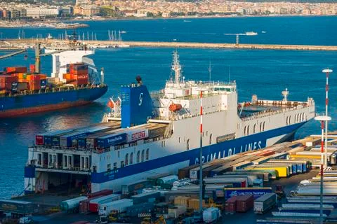 Cargo ferry at the pier Stock Photos