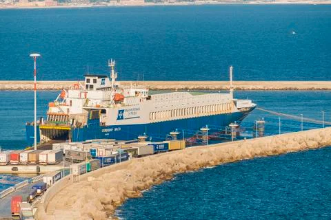 Cargo ferry at the pier Stock Photos