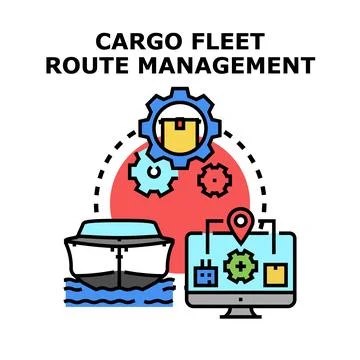 Cargo fleet logistics management and shipping route planning Stock Illustration