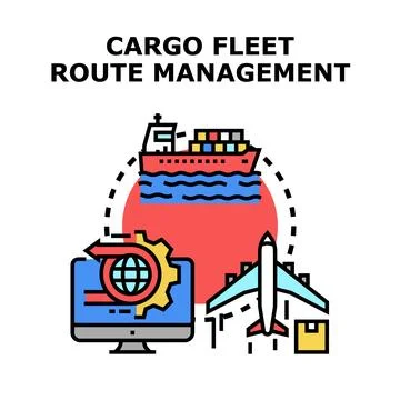 Cargo fleet route management logistics supply chain concept Stock Illustration